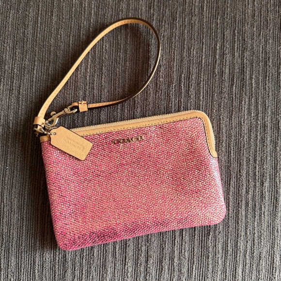 Sparkly Pink Coach Wristlet - Picture 1 of 3